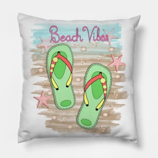 Beach Vibes - Flip Flops Art Pillow