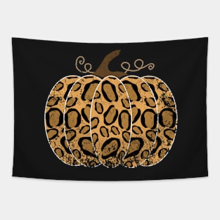 Cute Fall Autumn Leopard Pumpkin graphic Tapestry