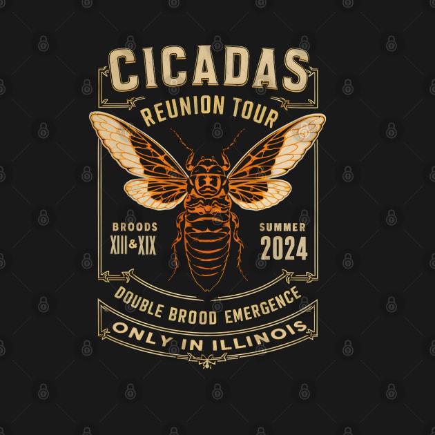 Cicada Brood XIX Brood XIII- Year Of The Cicada 2024 Illinois Vintage by Prints.Berry