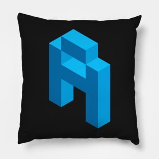 Isometric blue letter A Pillow