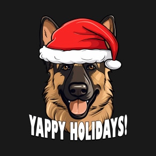 German Shepherd Christmas Gift Yappy Holidays Santa Dog T-Shirt