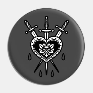 heart and swords Pin