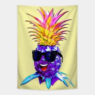 Pineapple Ultraviolet Happy Dude with Sunglasses Tapestry