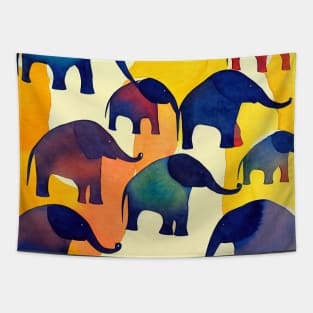 Cute Elephant Watercolour Pattern Design Tapestry