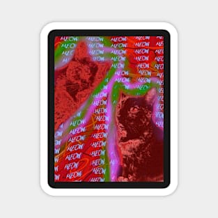 Halftone Cat V19 (Meow Background) Magnet