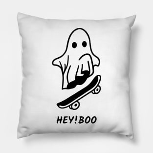 White & Black Minimalist Cute Ghost Halloween T-Shirt Pillow