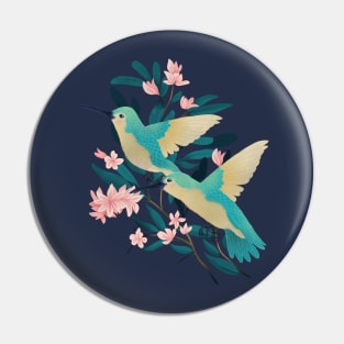 Humming Birds and Floral Vine Pin