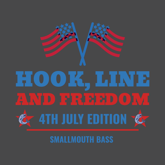 Hook, Line, and Freedom: Smallmouth Bass 4th of July Edition by lildoodleTees