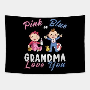 Pink or Blue Grandma Loves You - Gender Reveal Tapestry