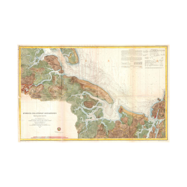 Vintage Map of Ipswich and Annisquam Harbor (1857) - Ipswich And Annisquam Harbor - Phone Case