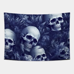 Floral Skulls: Gothic & Nature-Inspired Art Tapestry