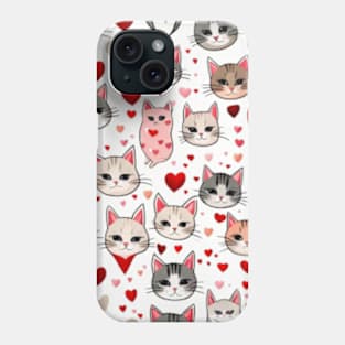 Valentines day gift ideas, valentines day cats and hearts pattern gift ideas Phone Case