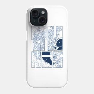 Tunis, Tunisia City Map Typography - Coastal Phone Case