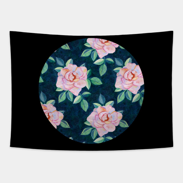 Simple Pink Rose Oil Painting Pattern Rose Tapestry Teepublic