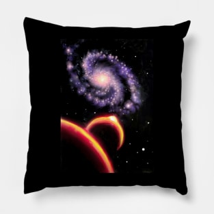 Galaxy with red planets Pillow