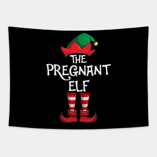 Pregnant Elf Matching Family Christmas Tapestry