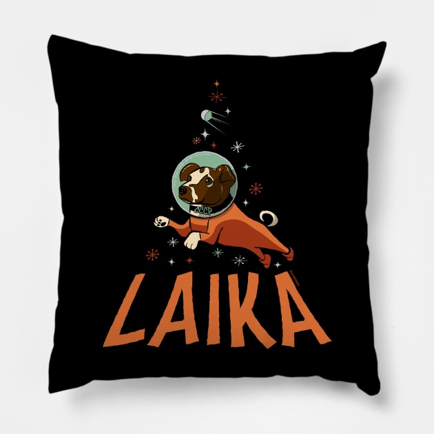 Laika the first dog in space Pillow by VioletAndOberon