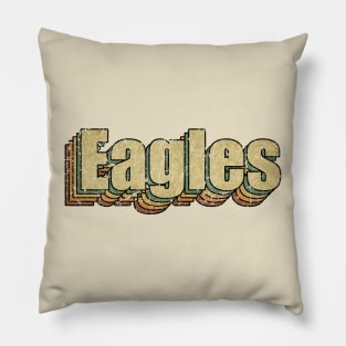 Eagles // Vintage Rainbow Typography Style // 70s Pillow