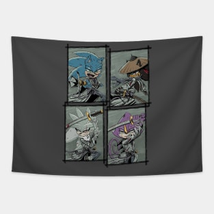 Sonic, Shadow, Silver and Espio the samurais Tapestry