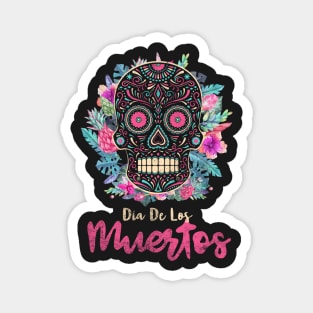 Dia De Los Muertos Flower Sugar Skull Magnet