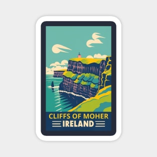 A Vintage Travel Art of the Cliffs of Moher - Ireland Magnet