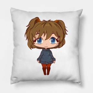 Cute Fall *Chibi* Girl - Cozy Sweater and Boots Pillow