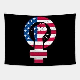 Feminim Symbol Feminist USA Flag Patriot Tapestry