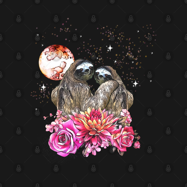 Sloths in love, lovers couple cute by Collagedream