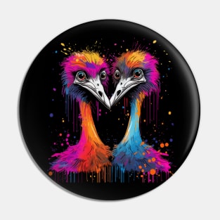 Ostrich Couple Valentine Pin