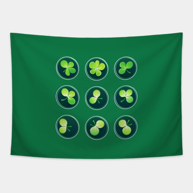 9 shamrock logo in St Patricks day lucky day Tapestry by MilkyBerry