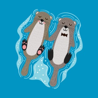 Loving Otters holding hands T-Shirt