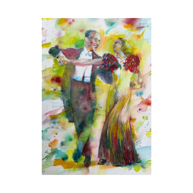 FRED ASTAIRE and GINGER ROGERS watercolor portrait .1 by lautir