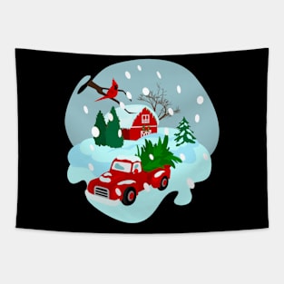 Christmas farm design Tapestry