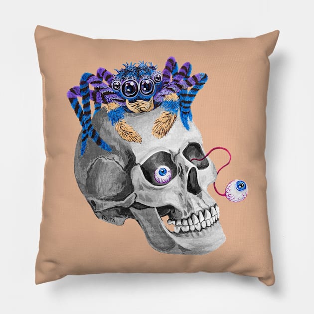 Skull Spider Pillow by ruta13art