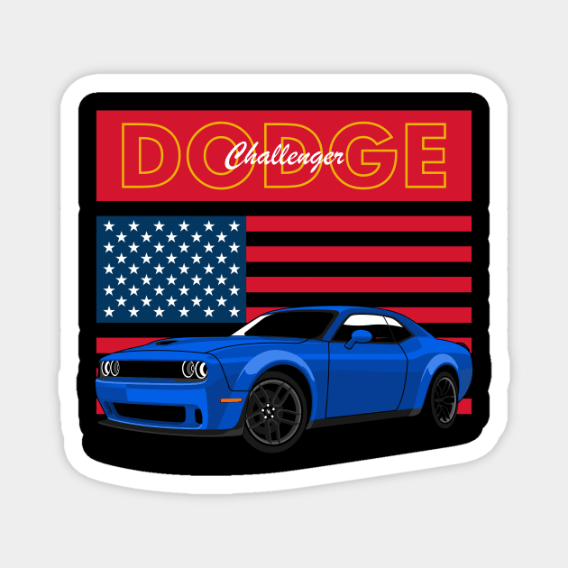 challenger rt Muscle Cars Magnet by masjestudio