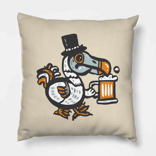 Dodo with beer Pillow by nokhookdesign