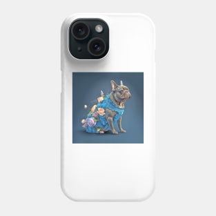 French Bulldog in Blue Dress Phone Case