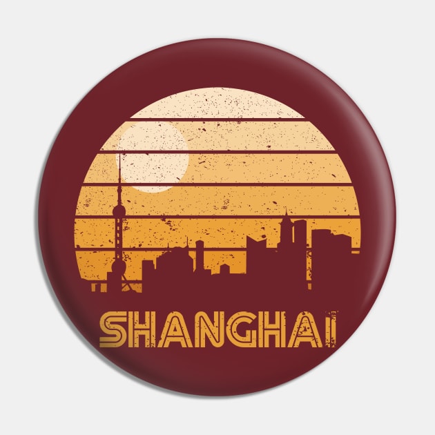 Retro Sunset Shanghai Pin by rojakdesigns