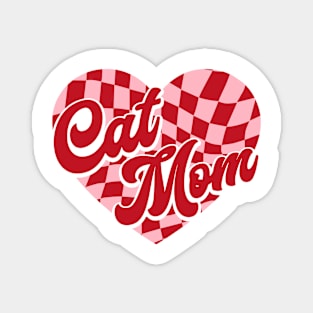 Valentine Cat Mom Checkered Heart Valentine's Day Magnet