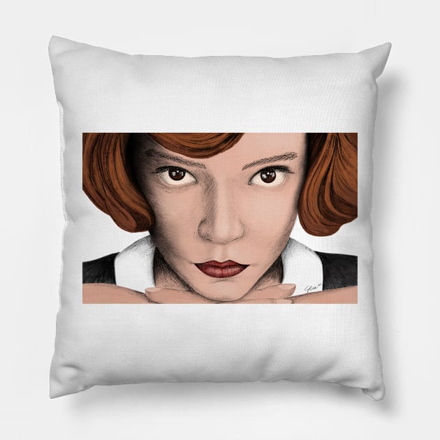 queen's gambit Pillow by GinColorist