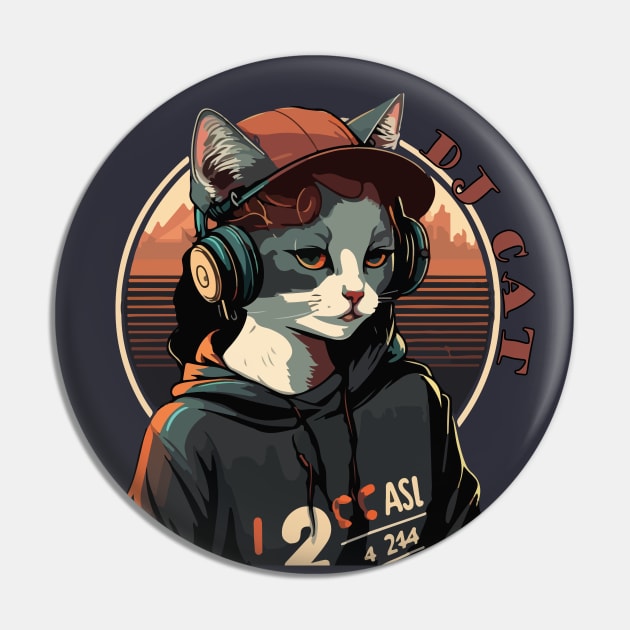 Dj Cat Pin by MusicianCatsClub