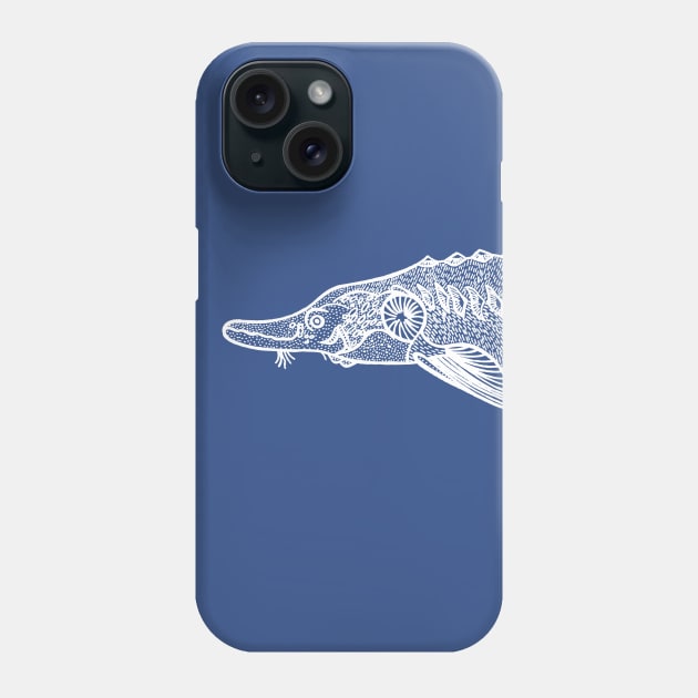 Atlantic Sturgeon - hand drawn fish design Phone Case by Green Paladin