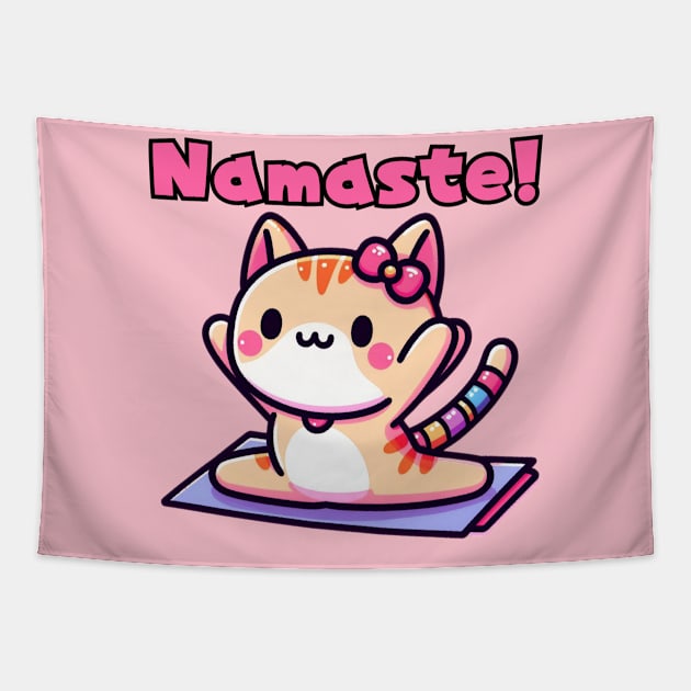 Meow Yoga instructor Tapestry by Japanese Fever