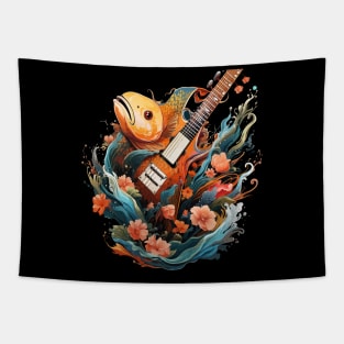 Goldfish Playing Guitar Tapestry