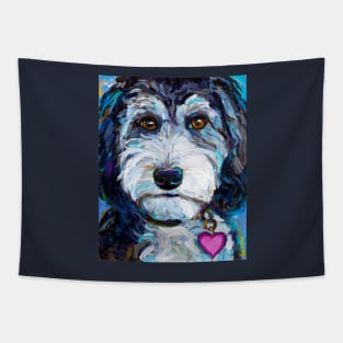 Tuxedo Aussiedoodle Dog by Robert Phelps Tapestry