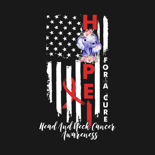 Head And Neck Cancer Awareness For A Cure Elephant American Flag Head And Neck Cancer Gift by AKIFOJWsk