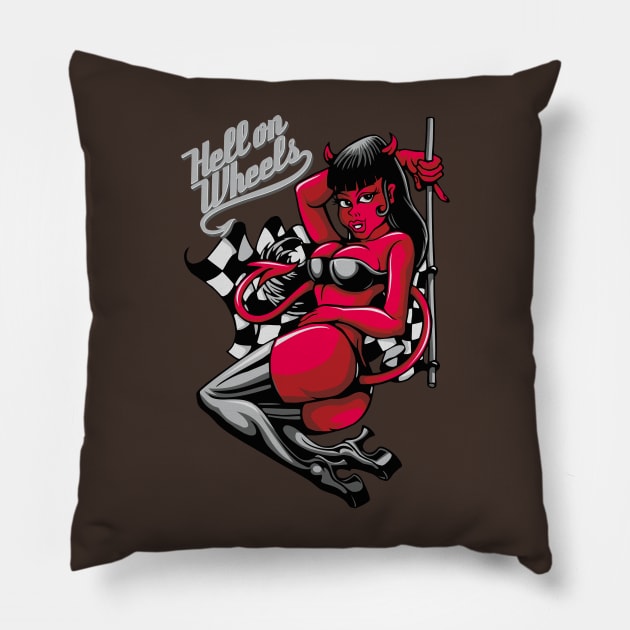 Devil Pin-Up Girl - Hell on Wheels Pillow by fatline