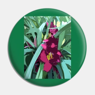 Rare daylily in ruby red, graphic design Pin
