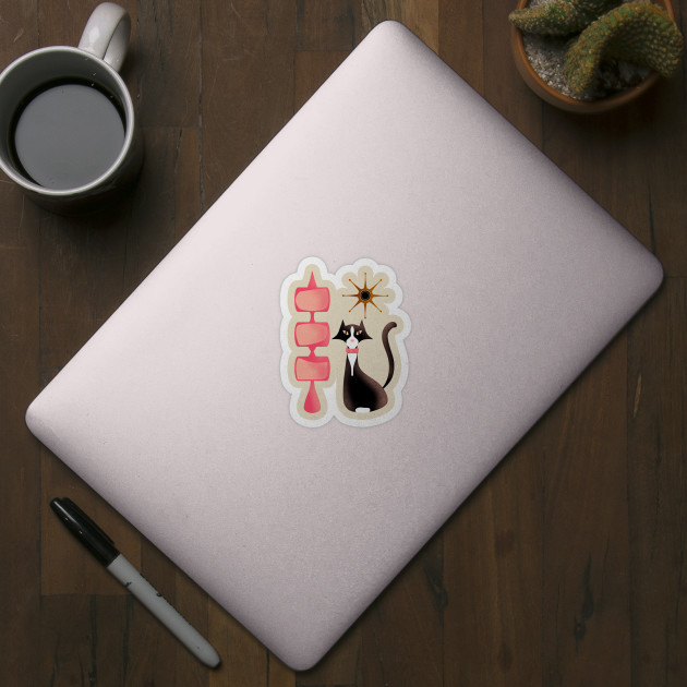 Retro Tuxedo Cat - Retro Vintage Aesthetic - Sticker