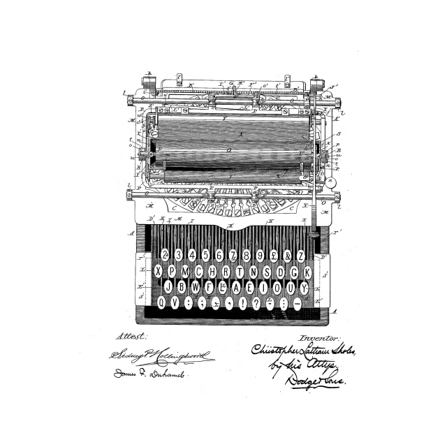 TYPEWRITER VINTAGE PATENT DRAWING by skstring